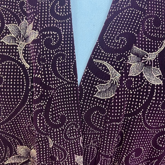 R&M Richard’s Woman’s Formal Jacket 18W Burgundy Glittery Floral Open Front - Picture 2 of 5